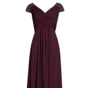 🌺 ELIZA J  Embellished Pleated Chiffon Gown